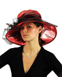 NYFASHION101 Kentucky Derby Organza Sinamay Dress Hat w/ Ruffle Flower