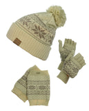 NYfashion101 Exclusive Snowflake Pattern Knit Boot Cuff, Beanie & Mitten Set