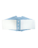 NYFASHION101 Women's Denim Lace-Up Corset Stretch Waist Belt, Light Blue Denim