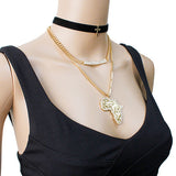 Women's Fashion Africa Pendant Earring and Necklace Set in Gold-Tone