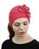 NYFASHION101 Stone Accent Hand Knitted Flower Winter Headband Headwrap