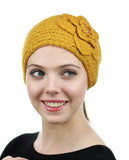 NYFASHION101 Stone Accent Hand Knitted Flower Winter Headband Headwrap