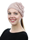 NYFASHION101 Stone Accent Hand Knitted Flower Winter Headband Headwrap