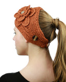 NYFASHION101 Stone Accent Hand Knitted Flower Winter Headband Headwrap