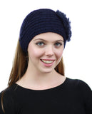 NYFASHION101 Stone Accent Hand Knitted Flower Winter Headband Headwrap