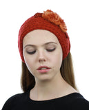 NYFASHION101 Hand Knitted Furry Flowers Winter Headband Headwrap