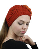 NYFASHION101 Hand Knitted Furry Flowers Winter Headband Headwrap