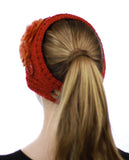 NYFASHION101 Hand Knitted Furry Flowers Winter Headband Headwrap