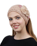 NYFASHION101 Hand Knitted Furry Flowers Winter Headband Headwrap