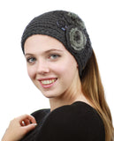 NYFASHION101 Hand Knitted Furry Flowers Winter Headband Headwrap