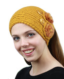 NYFASHION101 Hand Knitted Furry Flowers Winter Headband Headwrap