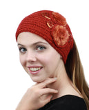 NYFASHION101 Hand Knitted Furry Flowers Winter Headband Headwrap