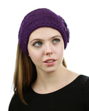 NYFASHION101 Hand Knitted Furry Flowers Winter Headband Headwrap