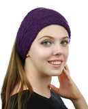 NYFASHION101 Hand Knitted Furry Flowers Winter Headband Headwrap