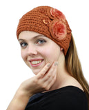 NYFASHION101 Hand Knitted Furry Flowers Winter Headband Headwrap