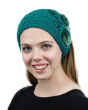 NYFASHION101 Hand Knitted Furry Flowers Winter Headband Headwrap
