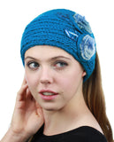NYFASHION101 Hand Knitted Furry Flowers Winter Headband Headwrap