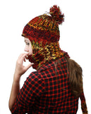 NYFASHION101 Nepal Wool Fleeced Hand Knit Ski Trooper Hat Scarf Set