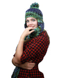 NYFASHION101 Nepal Wool Fleeced Hand Knit Ski Trooper Hat Scarf Set