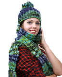 NYFASHION101 Nepal Wool Fleeced Hand Knit Ski Trooper Hat Scarf Set