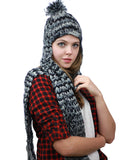 NYFASHION101 Nepal Wool Fleeced Hand Knit Ski Trooper Hat Scarf Set