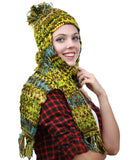 NYFASHION101 Nepal Wool Fleeced Hand Knit Ski Trooper Hat Scarf Set
