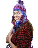 NYFASHION101 Nepal Wool Fleeced Hand Knit Ski Trooper Hat Scarf Set