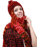 NYFASHION101 Nepal Wool Fleeced Hand Knit Ski Trooper Hat Scarf Set