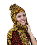 NYFASHION101 Nepal Wool Fleeced Hand Knit Ski Trooper Hat Scarf Set