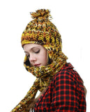 NYFASHION101 Nepal Wool Fleeced Hand Knit Ski Trooper Hat Scarf Set