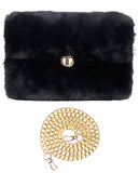 C.C Women's Evening Faux Fur Fuzzy Crossbody Shoulder Bag Envelope Clutch Purse