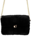 C.C Women's Evening Faux Fur Fuzzy Crossbody Shoulder Bag Envelope Clutch Purse