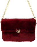 C.C Women's Evening Faux Fur Fuzzy Crossbody Shoulder Bag Envelope Clutch Purse