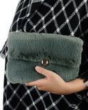 C.C Women's Evening Faux Fur Fuzzy Crossbody Shoulder Bag Envelope Clutch Purse