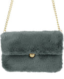 C.C Women's Evening Faux Fur Fuzzy Crossbody Shoulder Bag Envelope Clutch Purse