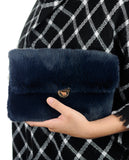 C.C Women's Evening Faux Fur Fuzzy Crossbody Shoulder Bag Envelope Clutch Purse