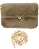 C.C Women's Evening Faux Fur Fuzzy Crossbody Shoulder Bag Envelope Clutch Purse