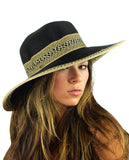 NYFASHION101 Multicolor Weaved Band and Trim Wide Brim Panama Hat