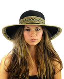 NYFASHION101 Multicolor Weaved Band and Trim Wide Brim Panama Hat