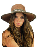 NYFASHION101 Multicolor Weaved Band and Trim Wide Brim Panama Hat