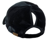 C.C Ponycap Messy High Bun Ponytail Soft Velvet Adjustable Baseball Cap Hat