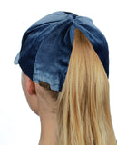 C.C Ponycap Messy High Bun Ponytail Soft Velvet Adjustable Baseball Cap Hat