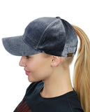 C.C Ponycap Messy High Bun Ponytail Soft Velvet Adjustable Baseball Cap Hat