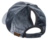 C.C Ponycap Messy High Bun Ponytail Soft Velvet Adjustable Baseball Cap Hat
