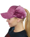 C.C Ponycap Messy High Bun Ponytail Soft Velvet Adjustable Baseball Cap Hat