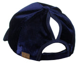C.C Ponycap Messy High Bun Ponytail Soft Velvet Adjustable Baseball Cap Hat