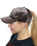 C.C Ponycap Messy High Bun Ponytail Soft Velvet Adjustable Baseball Cap Hat