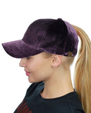 C.C Ponycap Messy High Bun Ponytail Soft Velvet Adjustable Baseball Cap Hat