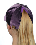 C.C Ponycap Messy High Bun Ponytail Soft Velvet Adjustable Baseball Cap Hat