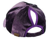 C.C Ponycap Messy High Bun Ponytail Soft Velvet Adjustable Baseball Cap Hat